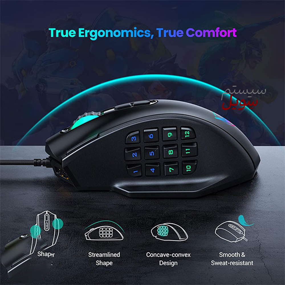 ماوس گیمینگ XiaomeiHan PC306A 8 XiaomeiHan-pc306a-Info2